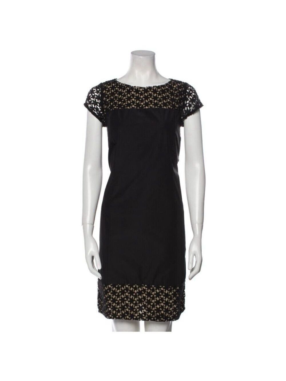 Max Mara Size 12 Black Lace Sheath Cocktail Dress